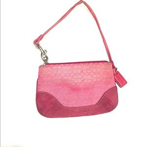 Coach Logo Wristlet metallic pink